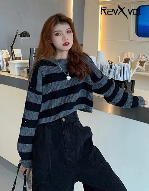 Black And Grey Striped Sweater