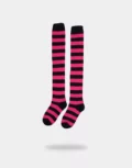 Pink And Black Striped Socks