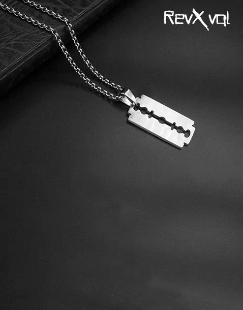 Father's Day Gift Razor Blade Necklace For Men-Emo Mood Necklace