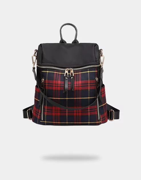Red Plaid Backpack