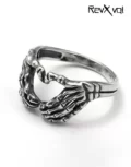 Skeleton Hand Heart Ring