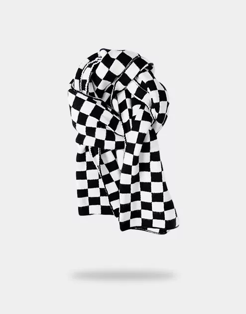 Black And White Checkered Scarf