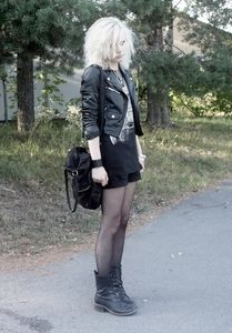 emo boots girl wearing leather pants - Skindex